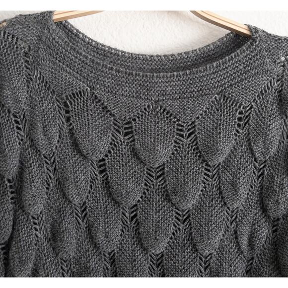 Gray Tear Drop Textured Pullover Sweater Italy - Picture 3 of 6